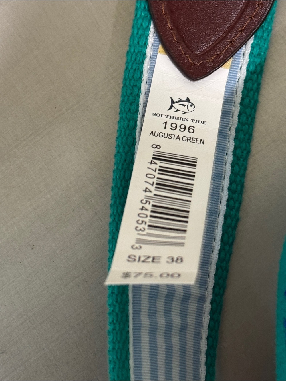 Southern Tide NWT 38 Teal Blue SkipjackEmbroidered Web Belt - Picture 5 of 7
